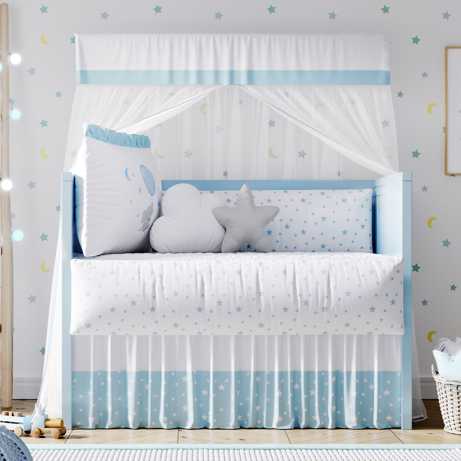 Kit Berço Sonhe Alto Elefantinho Azul