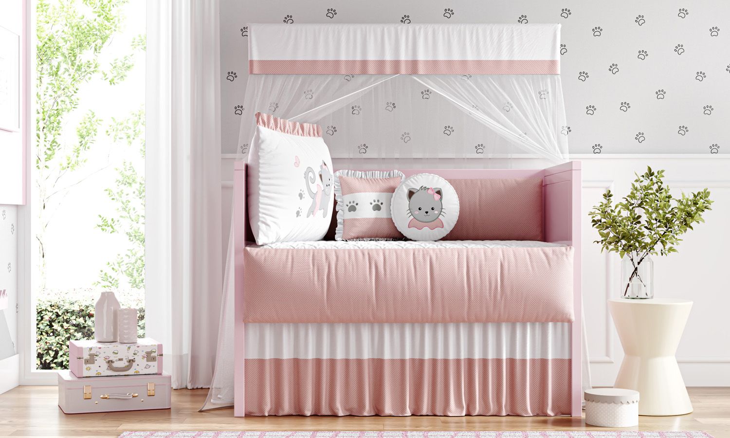 Kit Berço Gatinha Rosa