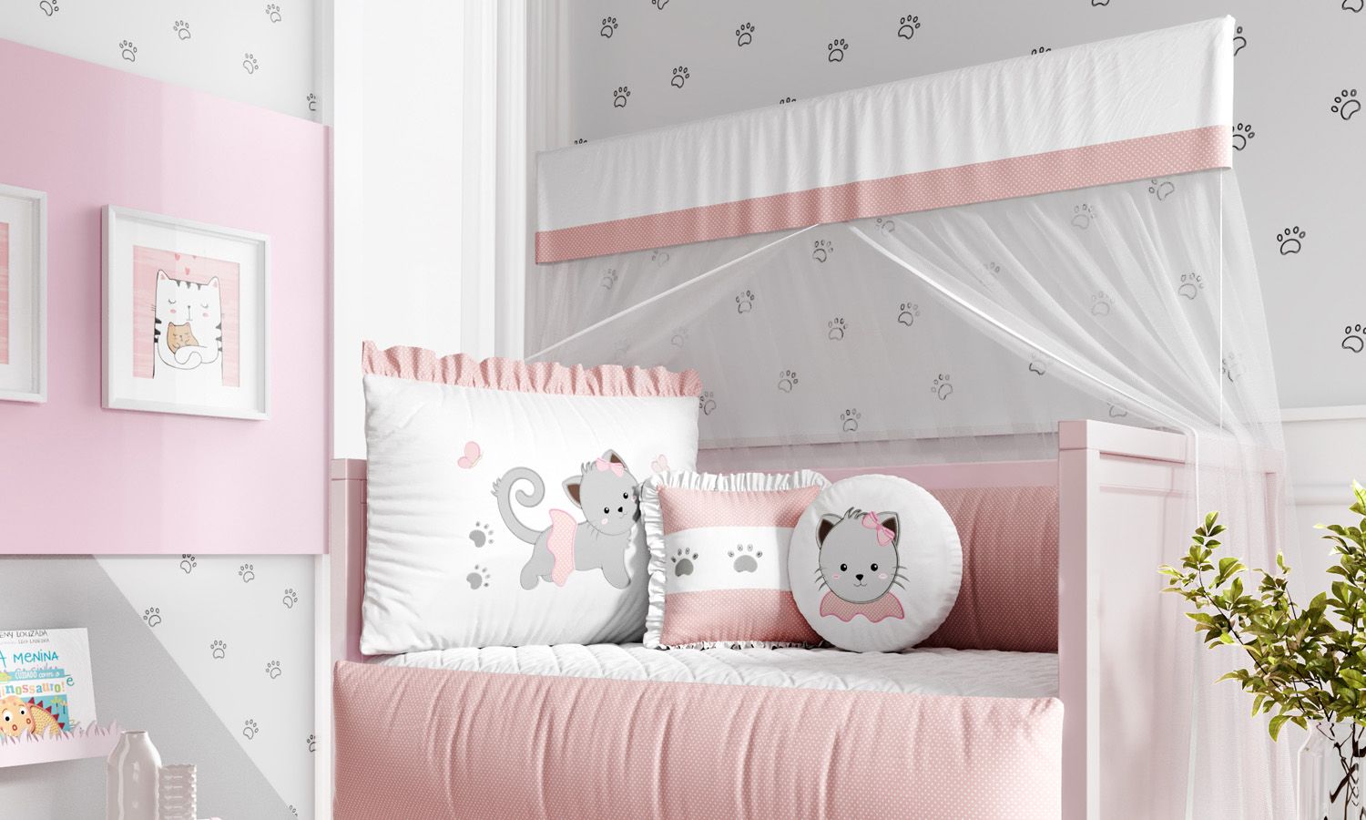 Kit Berço Gatinha Rosa