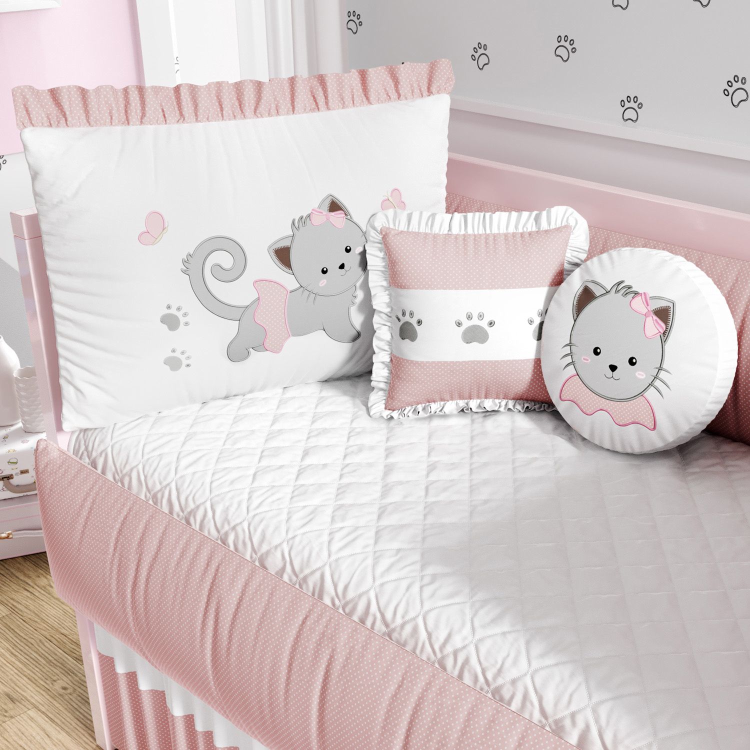 Kit Berço Gatinha Rosa