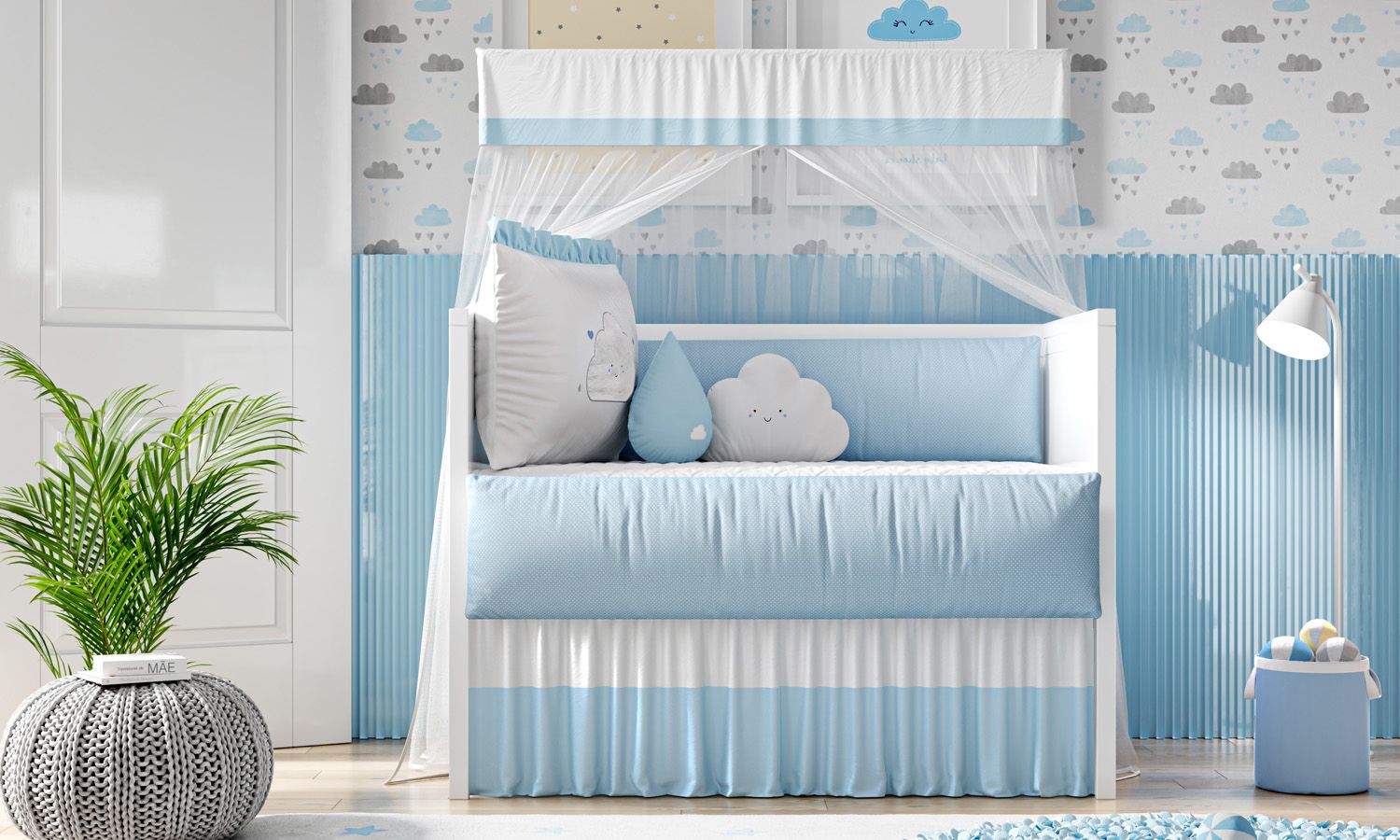 Kit Berço Nuvem de Amor Azul