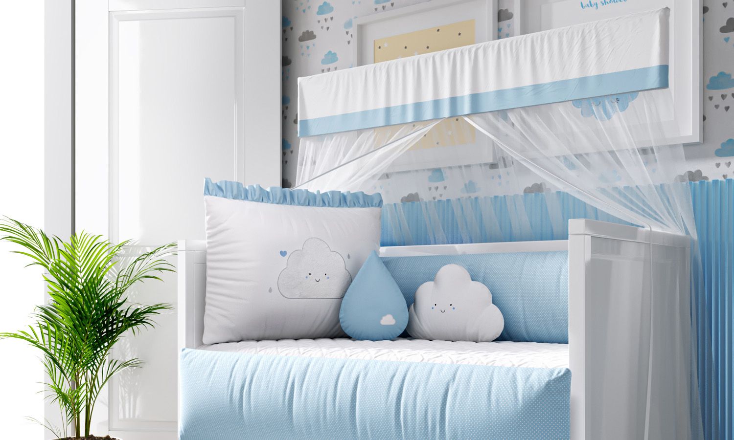 Kit Berço Nuvem de Amor Azul