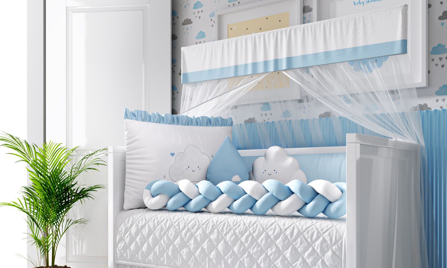 Kit Berço Trança Nuvem de Amor Rose