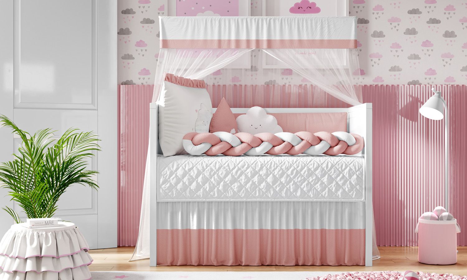 Kit Berço Trança Nuvem de Amor Rose