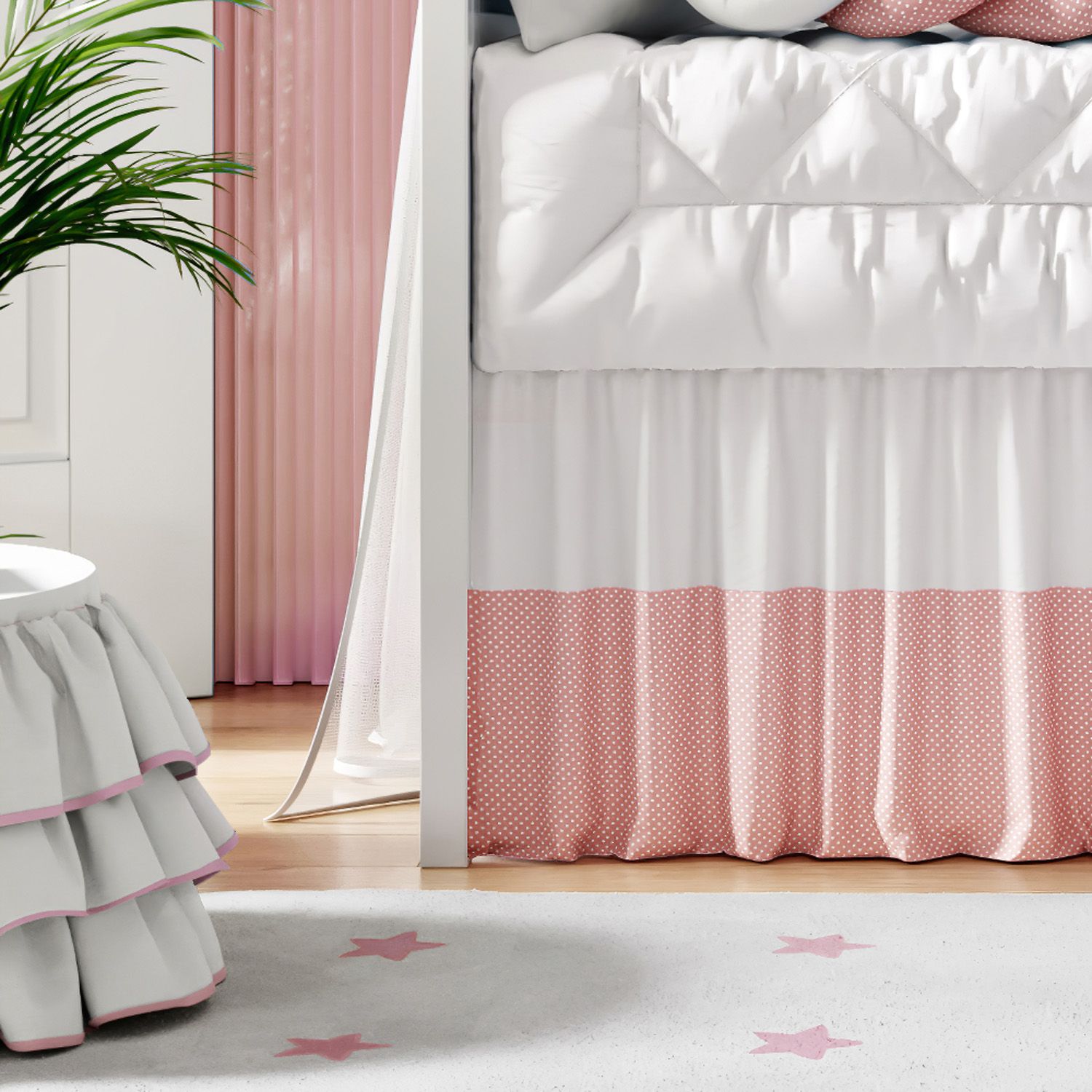 Saia de Berço Barra Poá Rosa