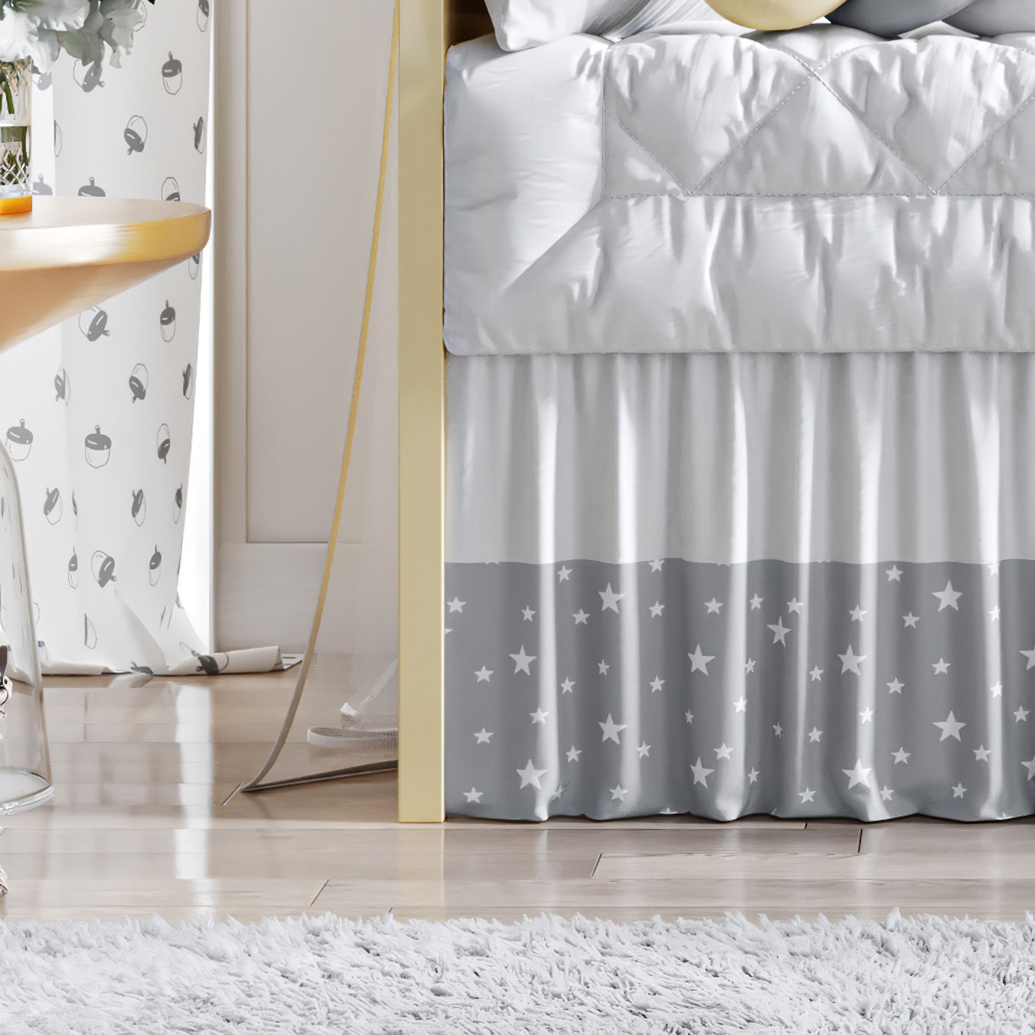 Saia de Berço Barra Estrelinhas Cinza