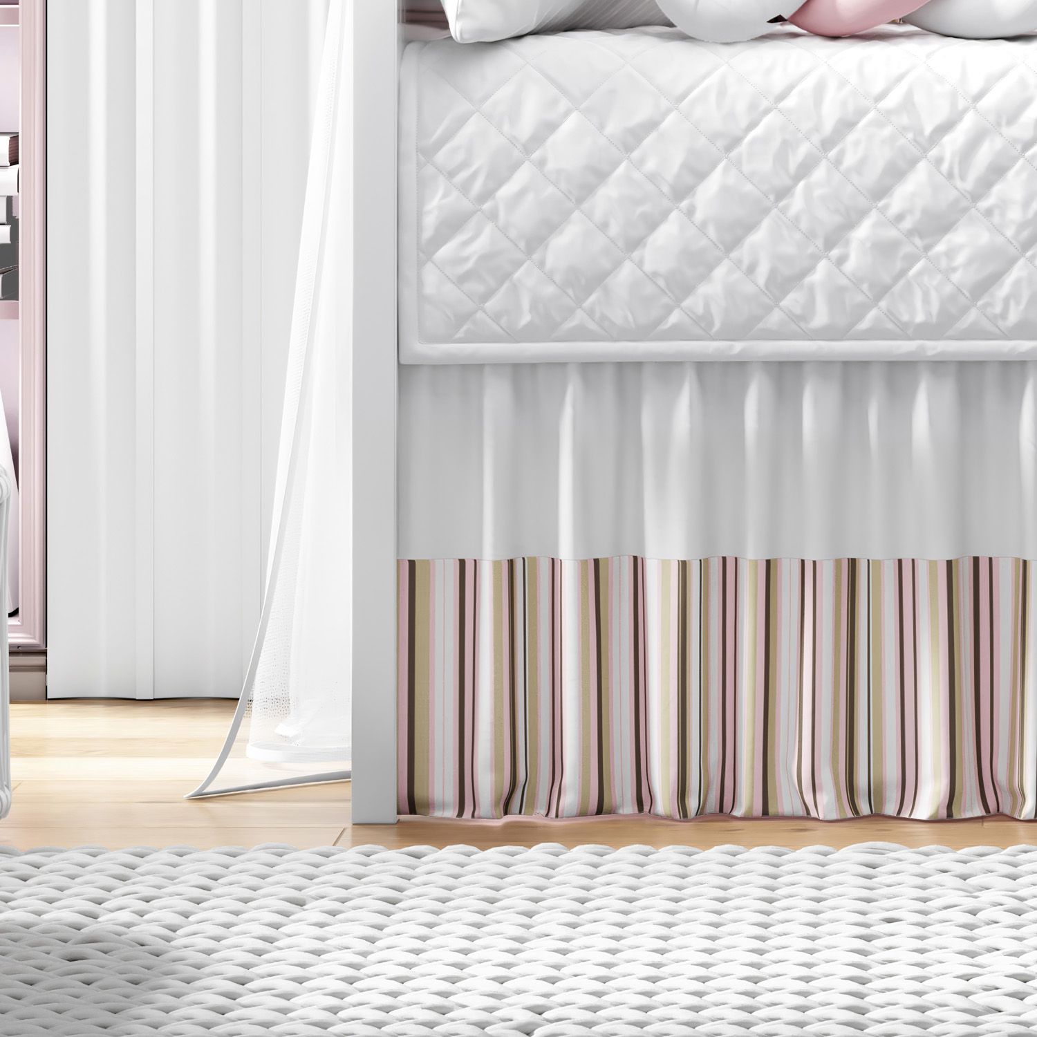 Saia de Berço Barra Listrada Rosa e Bege