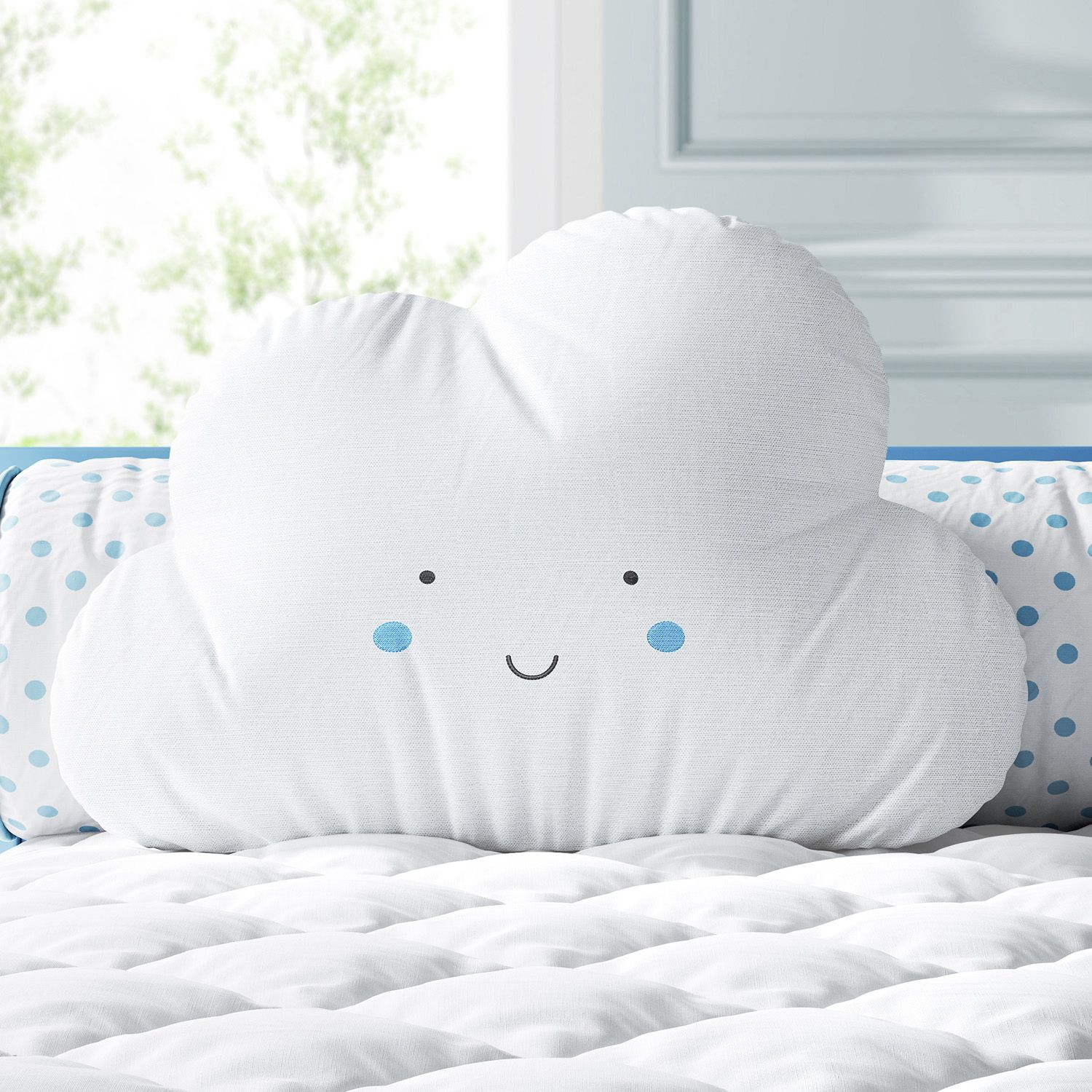 Almofada Nuvem Fofinha Branco e Rosa 38cm