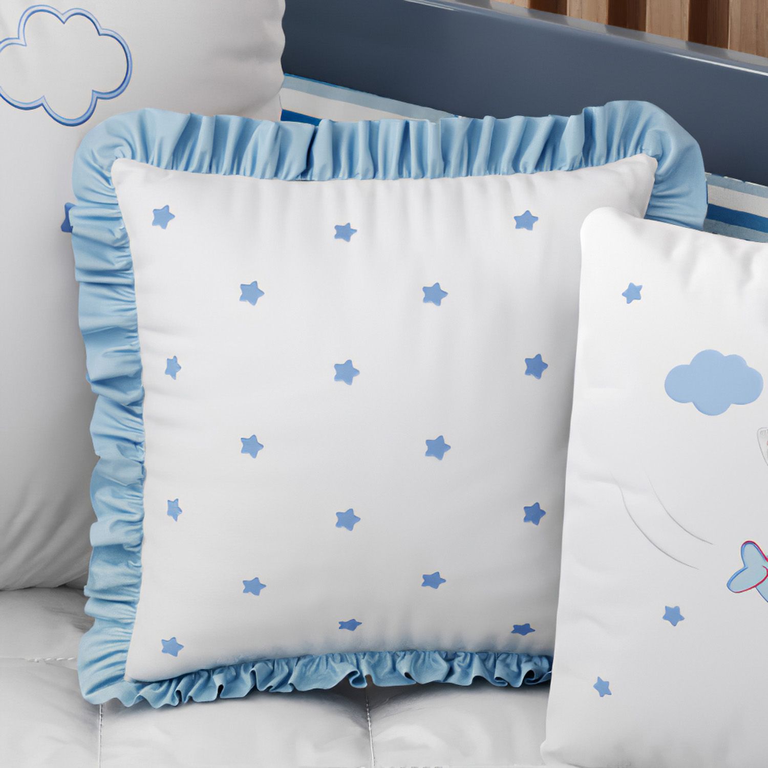 Almofada Quadrada Céu de Estrelas Azul 38cm