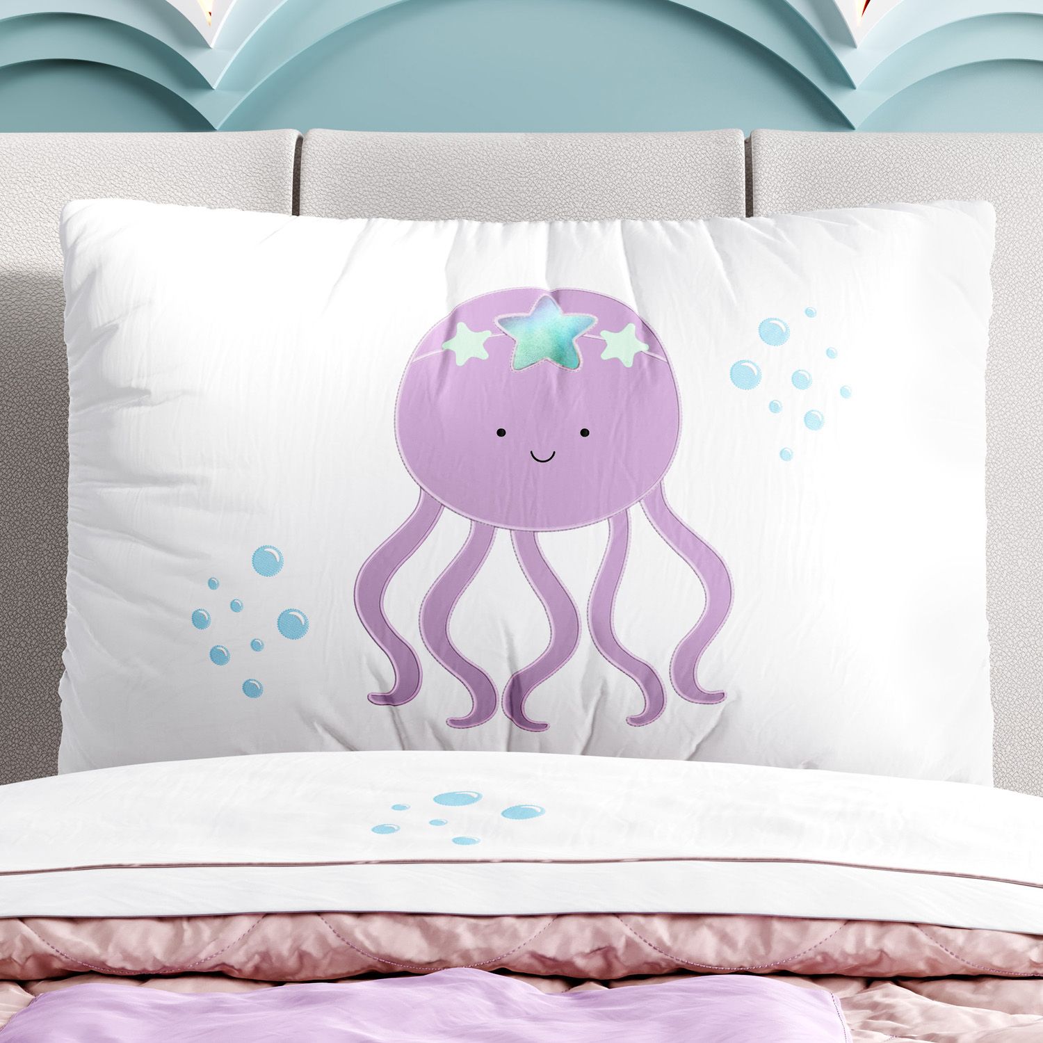 Fronha de Travesseiro Infantil Polvo Menina Sereia