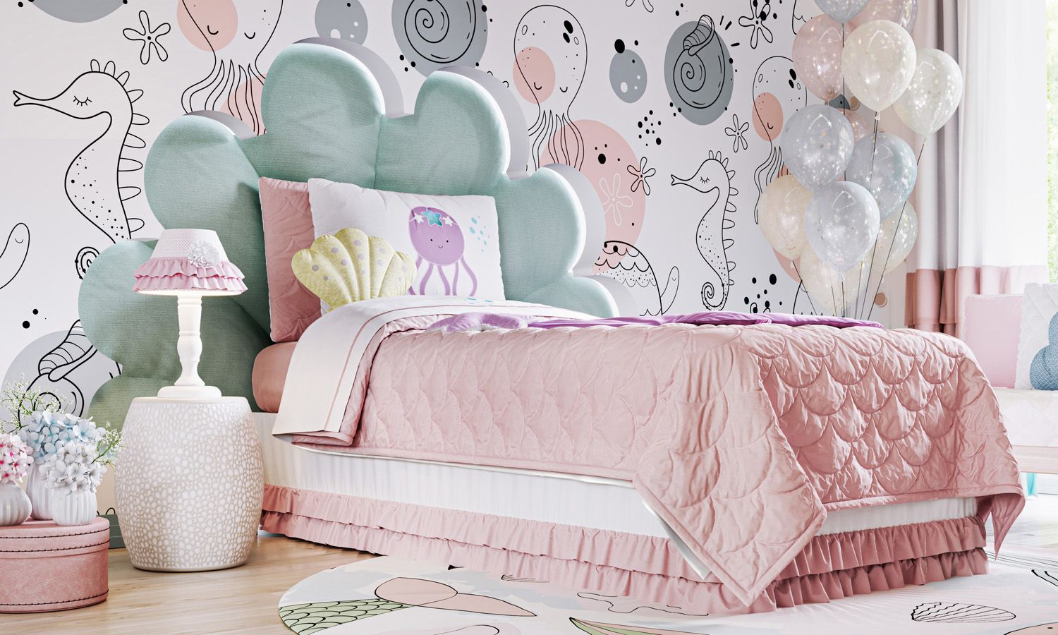 Kit Cama Infantil Solteiro Menina Sereia