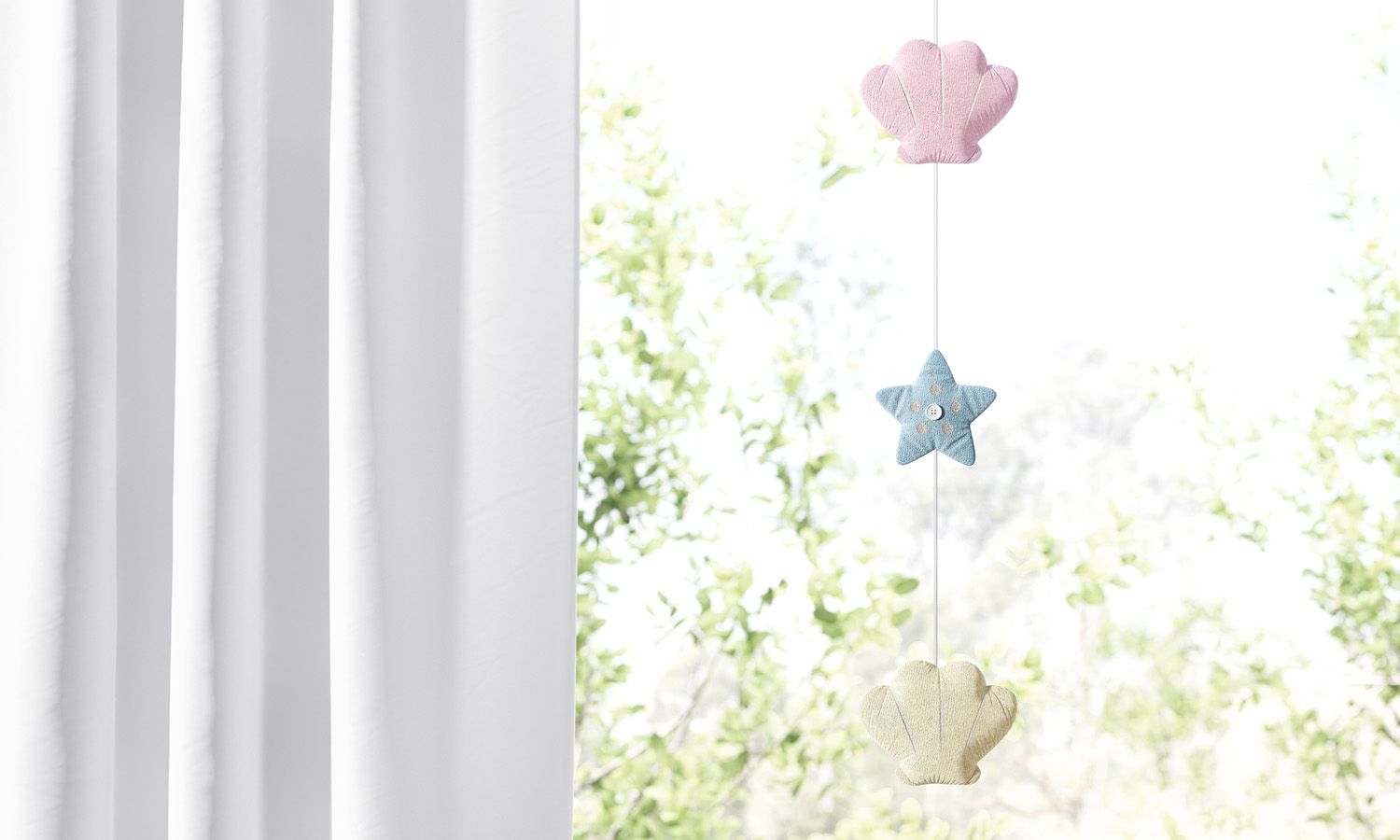 Pêndulo Cortina Concha e Estrela Menina Sereia