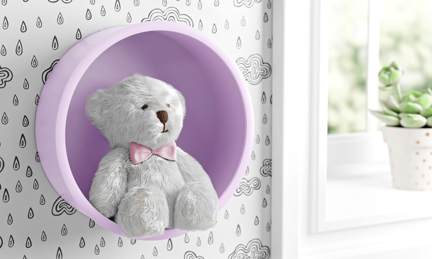 Nicho de Madeira Redondo Amarelo 30cm