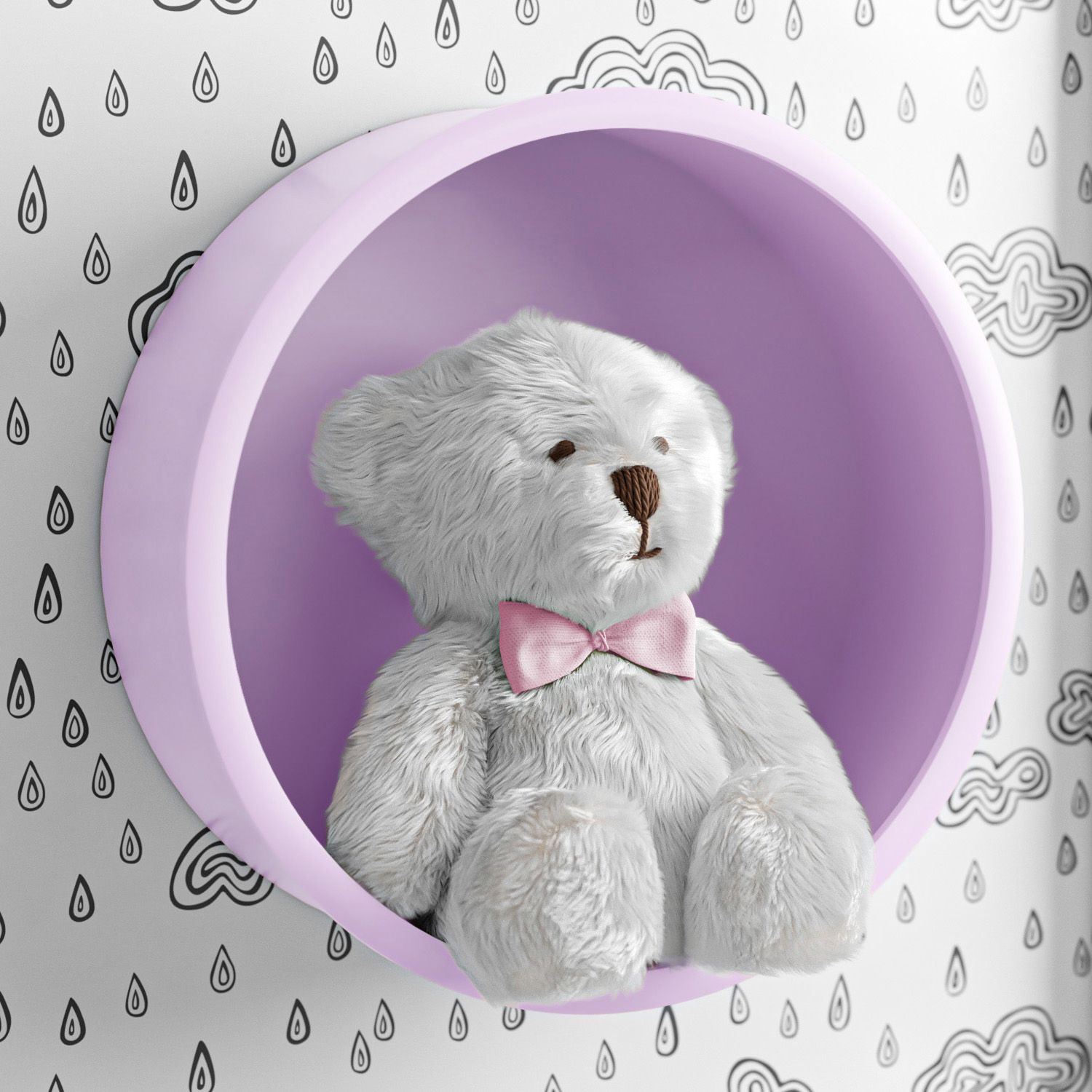 Nicho de Madeira Redondo Amarelo 30cm