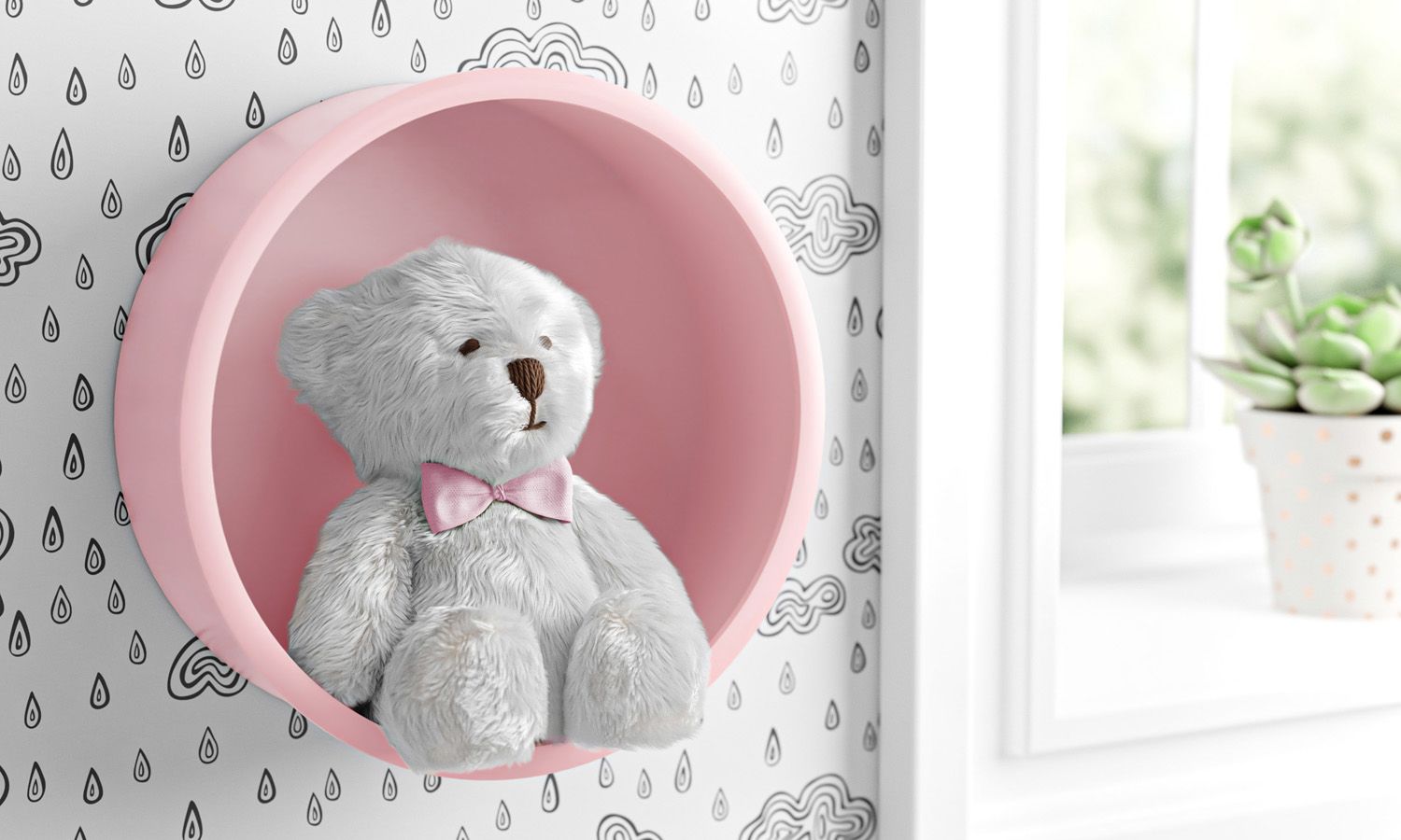 Nicho de Madeira Redondo Amarelo 30cm