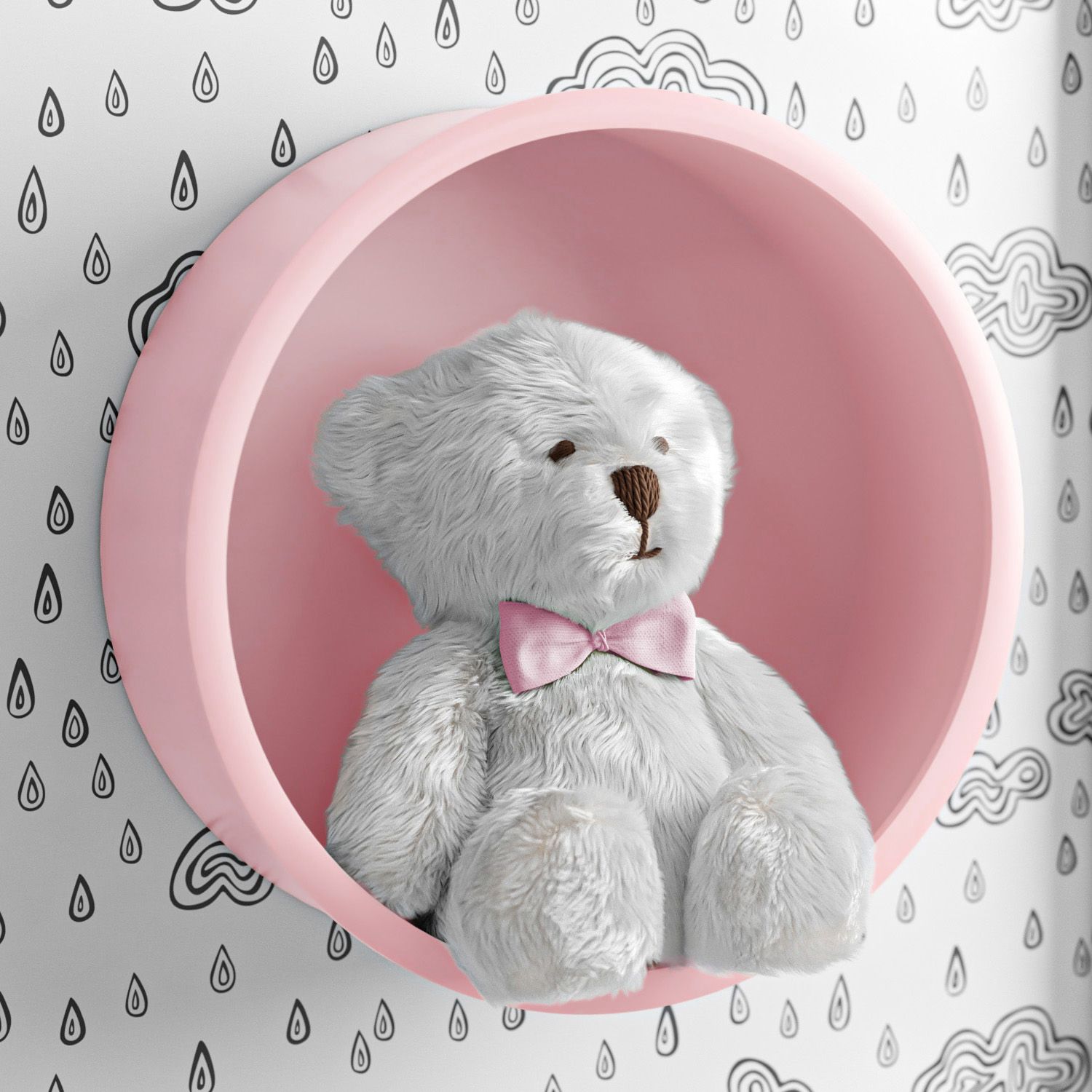 Nicho de Madeira Redondo Amarelo 30cm