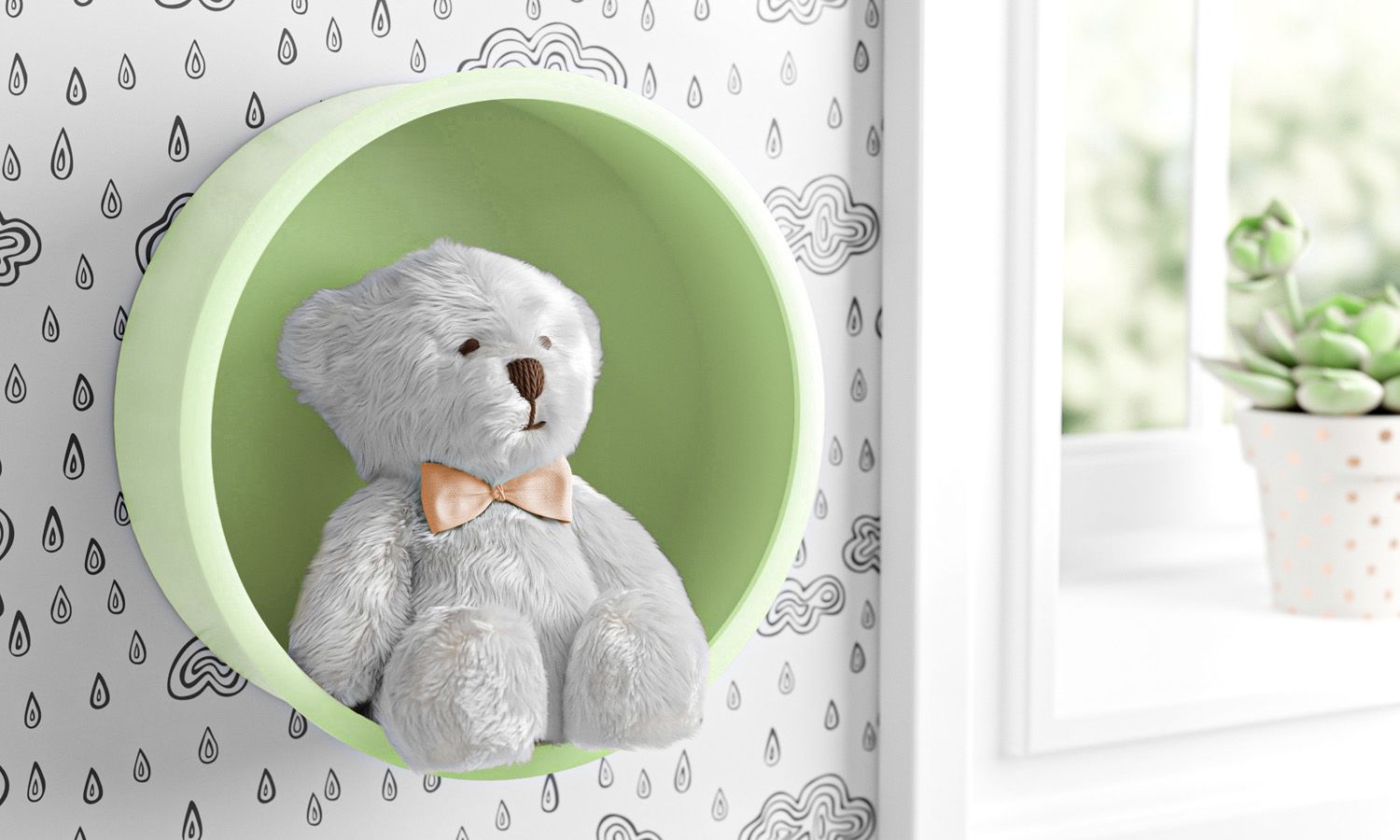 Nicho de Madeira Redondo Amarelo 30cm