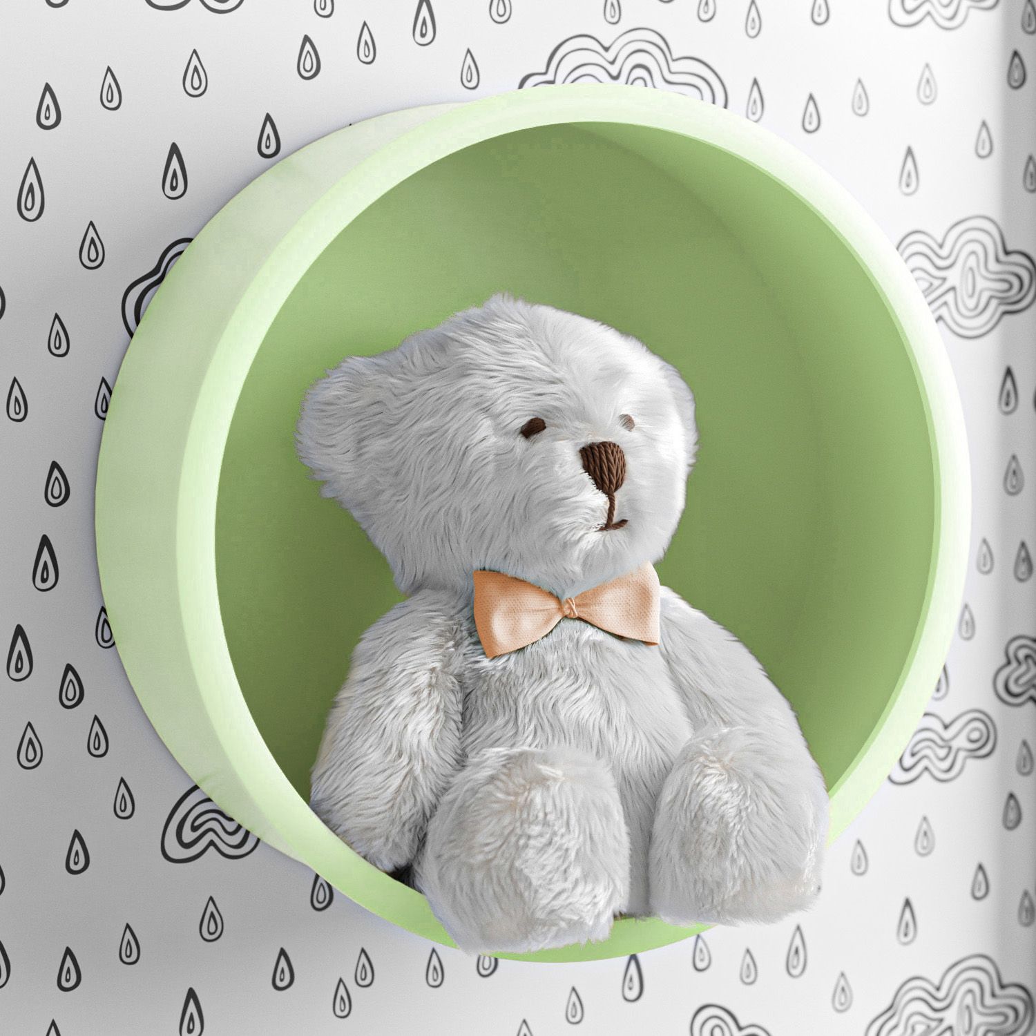 Nicho de Madeira Redondo Amarelo 30cm