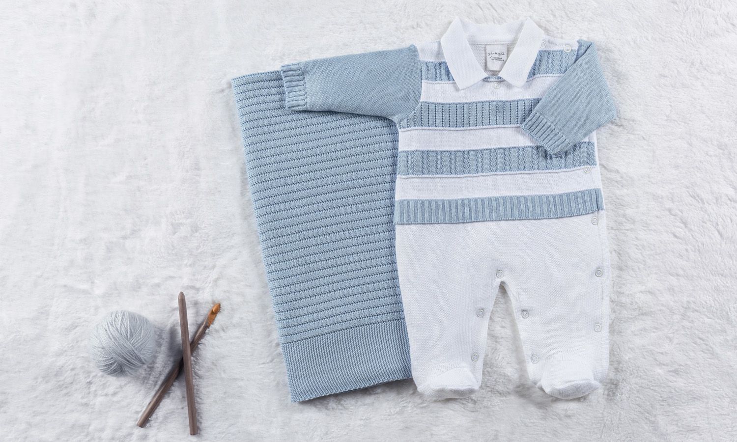 Saída Maternidade Tricot Macacão Listrado Amarelo Baunilha 02 Peças