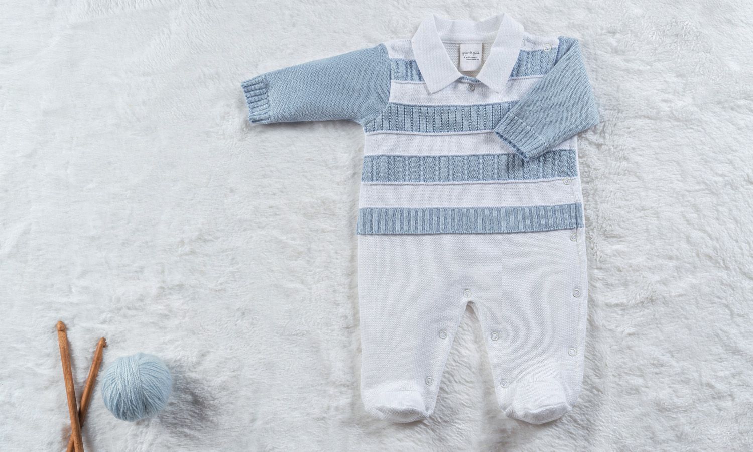 Saída Maternidade Tricot Macacão Listrado Amarelo Baunilha 02 Peças