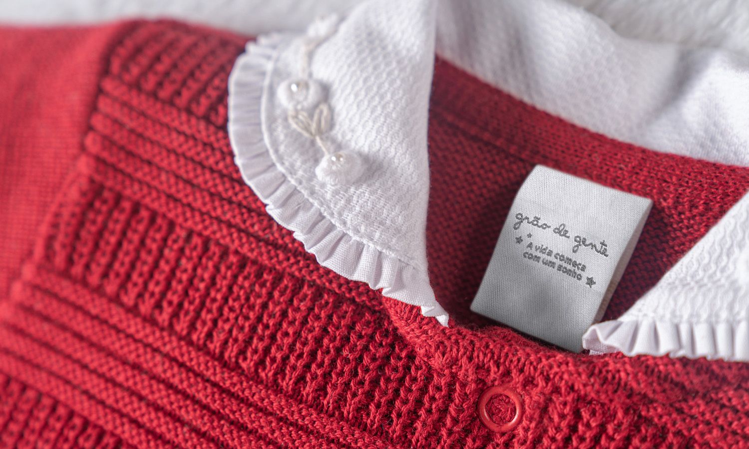 Saída Maternidade Tricot Macacão Rococó Vermelho 02 Peças