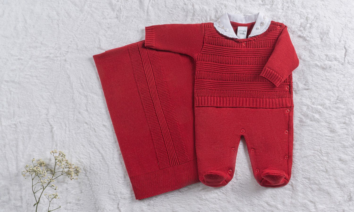 Saída Maternidade Tricot Macacão Rococó Vermelho 02 Peças