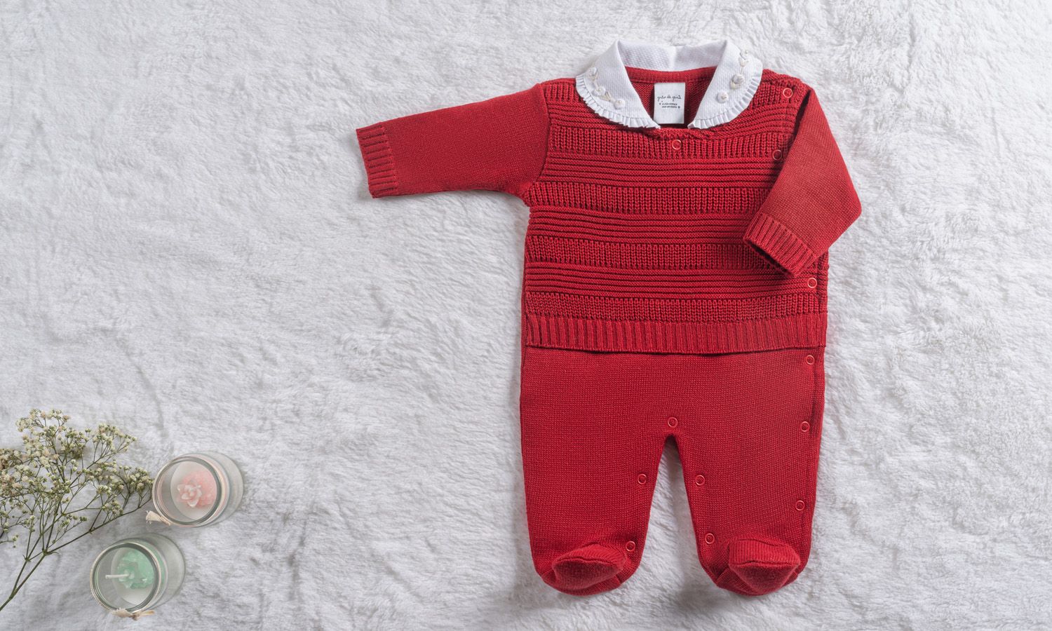 Saída Maternidade Tricot Macacão Rococó Vermelho 02 Peças