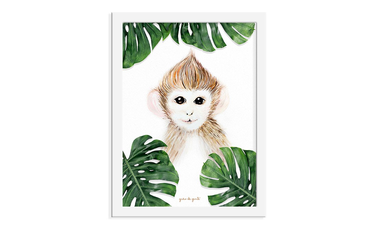 Quadro Macaco Safári Baby Madeira 25CM