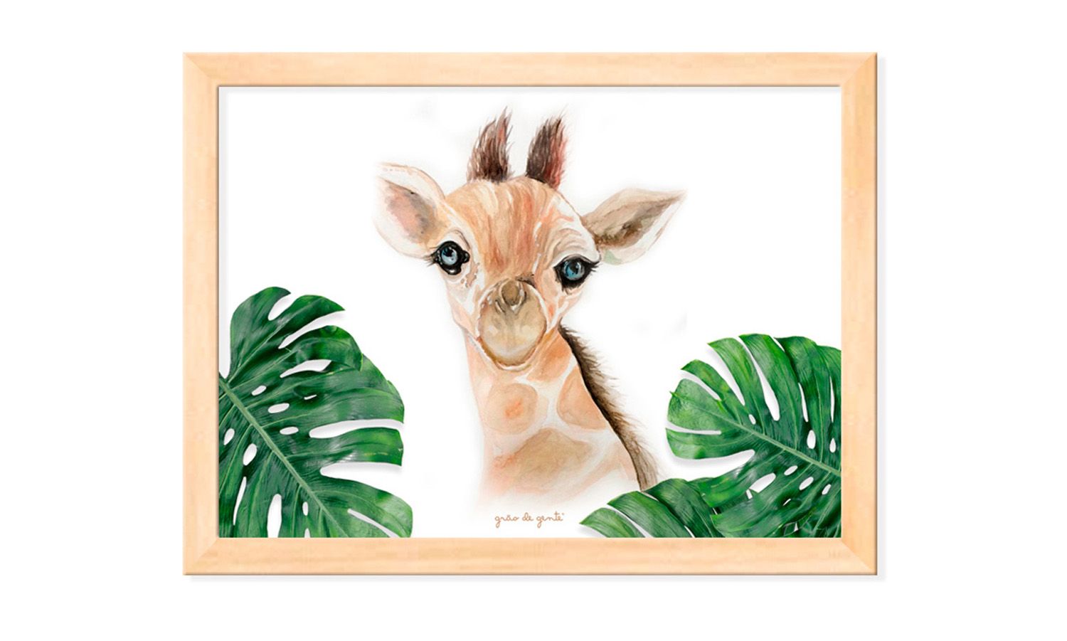 Quadro Girafa Safári Baby Madeira 60cm