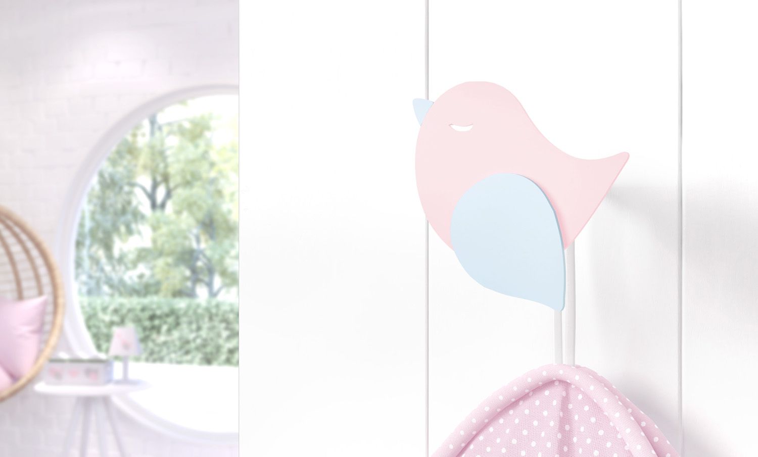 Cabideiro de Parede Passarinho Patchwork Rosa