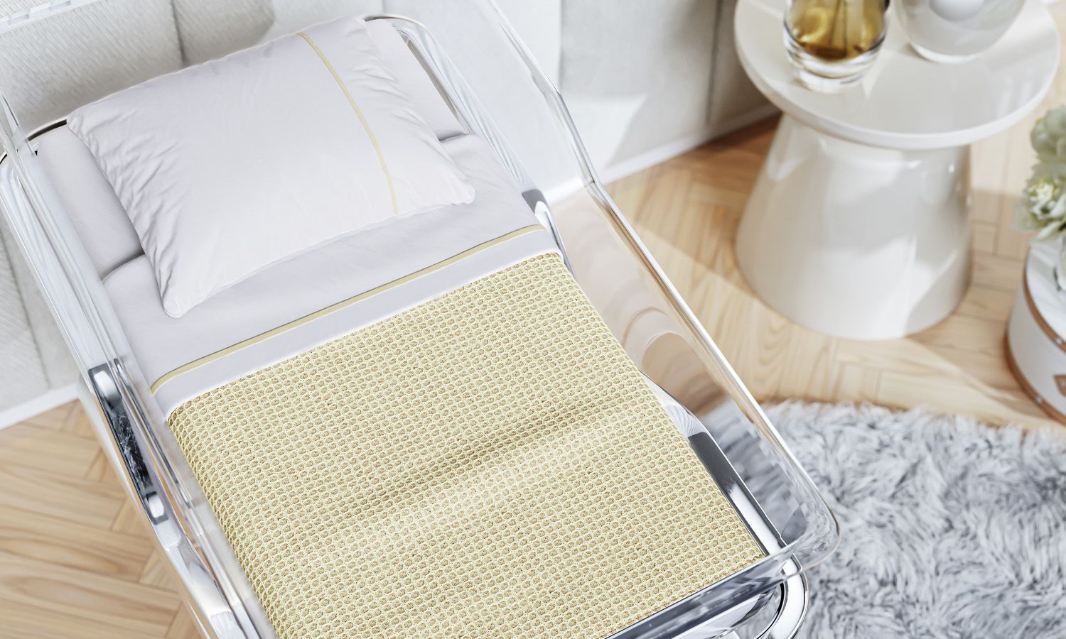 Jogo de Lençol Berço Maternidade Requinte Amarelo 300 Fios - imagem 2