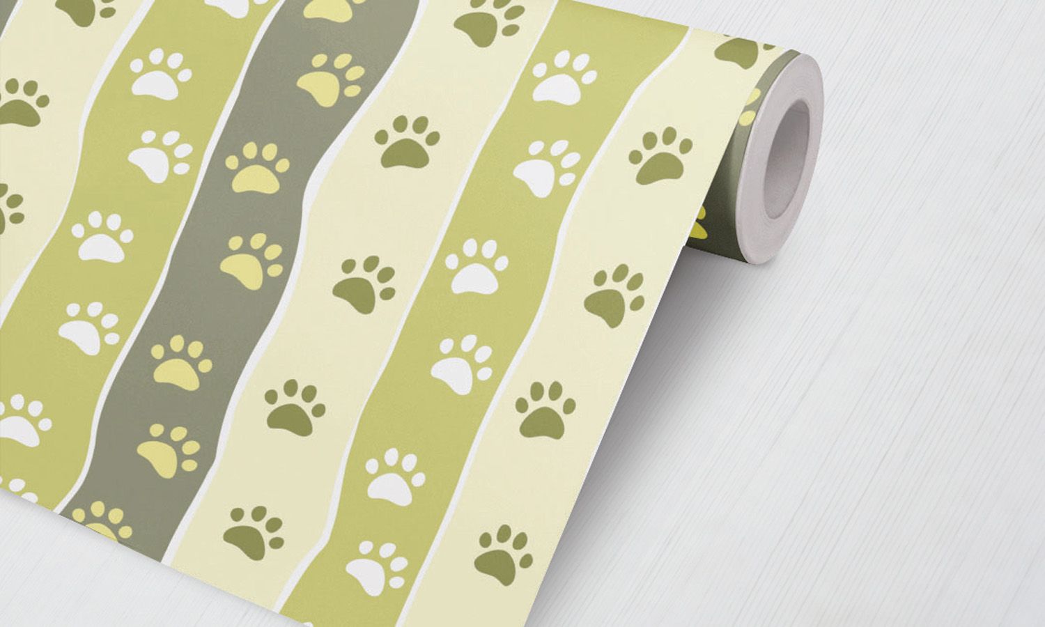 Papel de Parede Safári Patinhas Verde, Bege e Cinza 3M