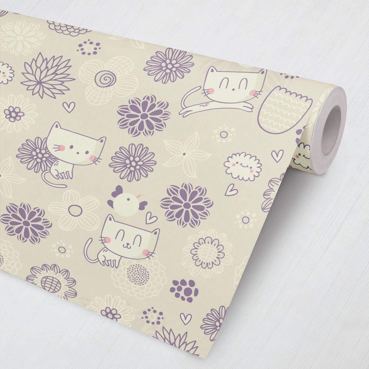 Papel de Parede Floral Gatinho Lilás 3M