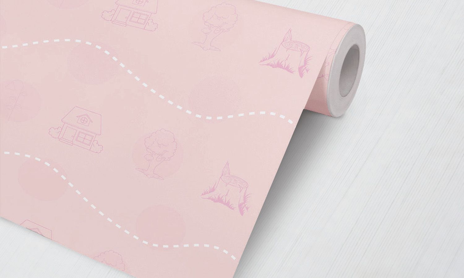 Papel de Parede Bolas e Ondas Bosque Encantado Rosa 3M