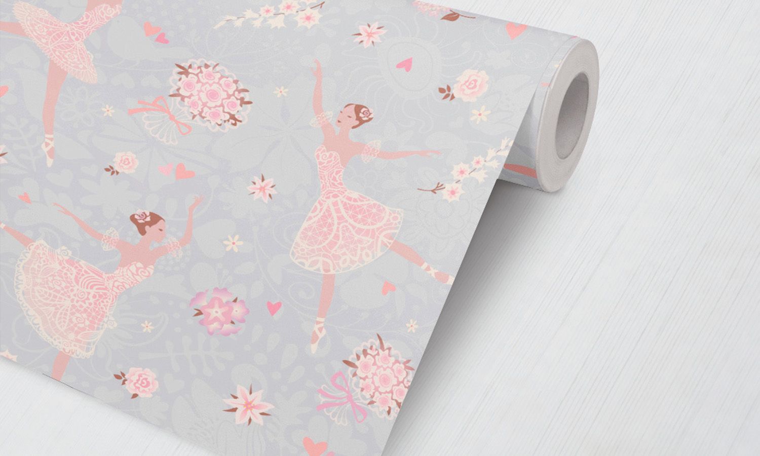 Papel de Parede Bailarina Floral Lilás e Rosa 3M