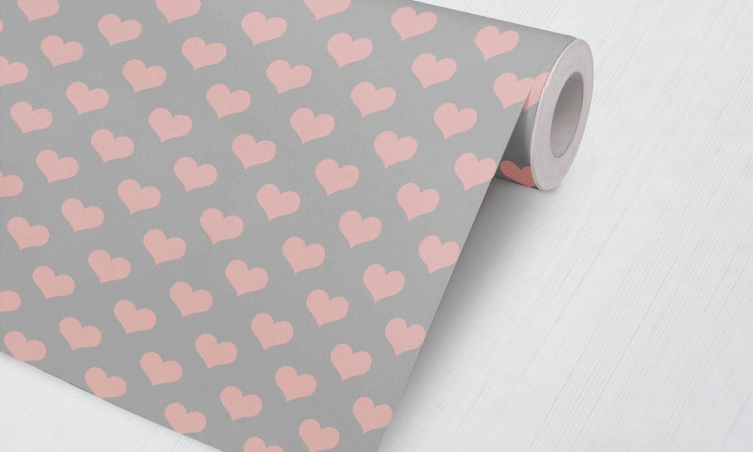 Papel de Parede Corações Rosa e Cinza 3M