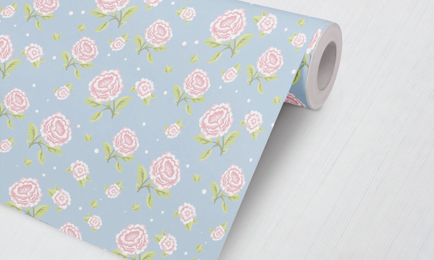 Papel de Parede Rosas Fundo Azul 3M