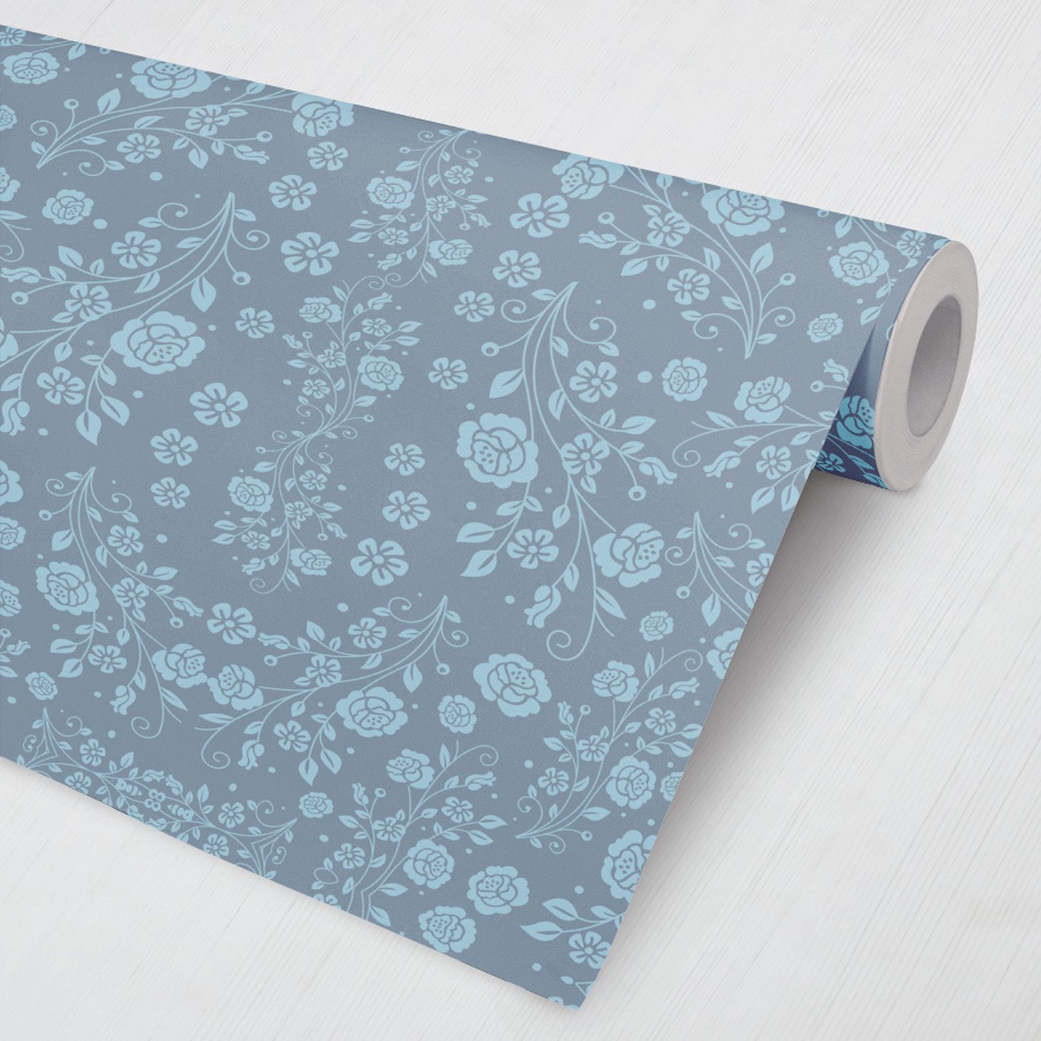 Papel de Parede Ramos, Folhas e Flores Azul e Verde Água 3M