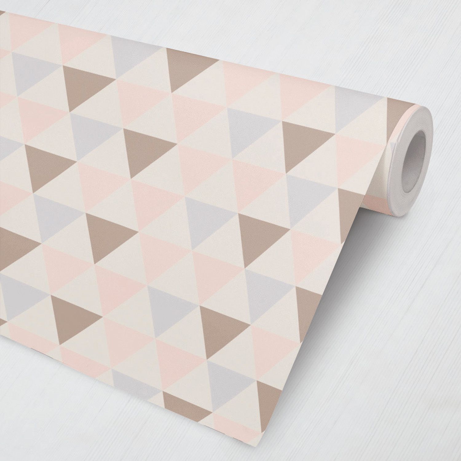 Papel de Parede Geométrico Triângulos Lilás, Rosé e Nude 3M
