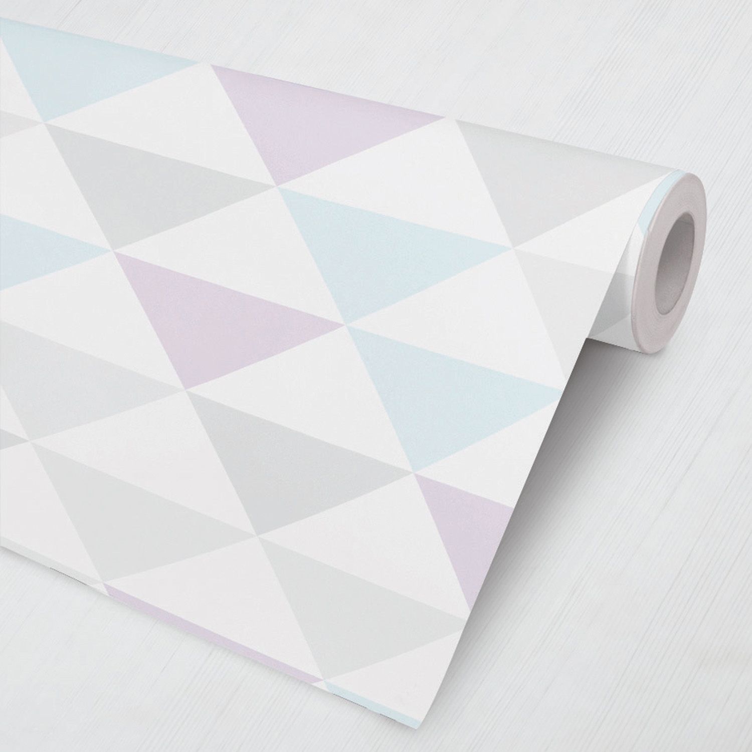 Papel de Parede Triângulos Geométricos Azul Claro e Lilás 3M