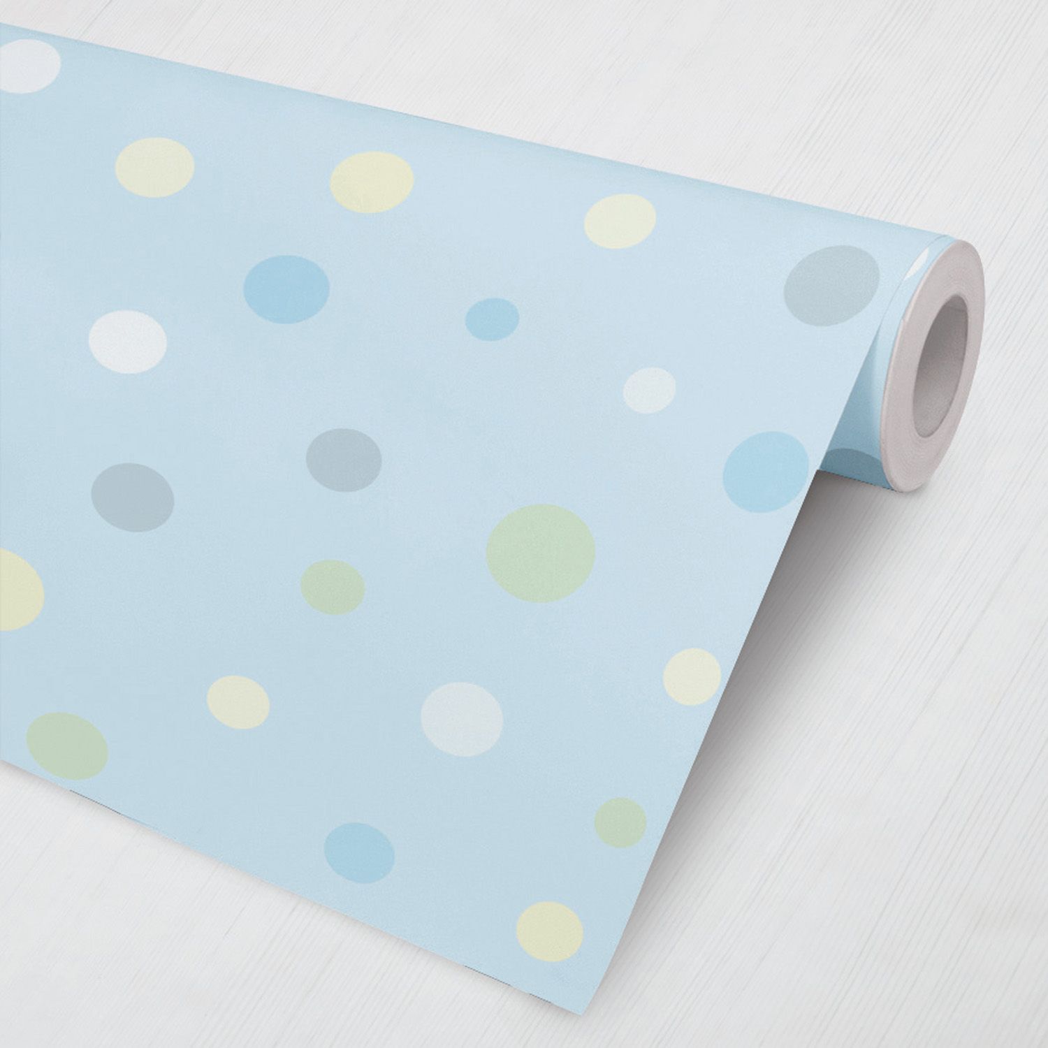 Papel de Parede Bolinhas Colorido Fundo Azul 3M