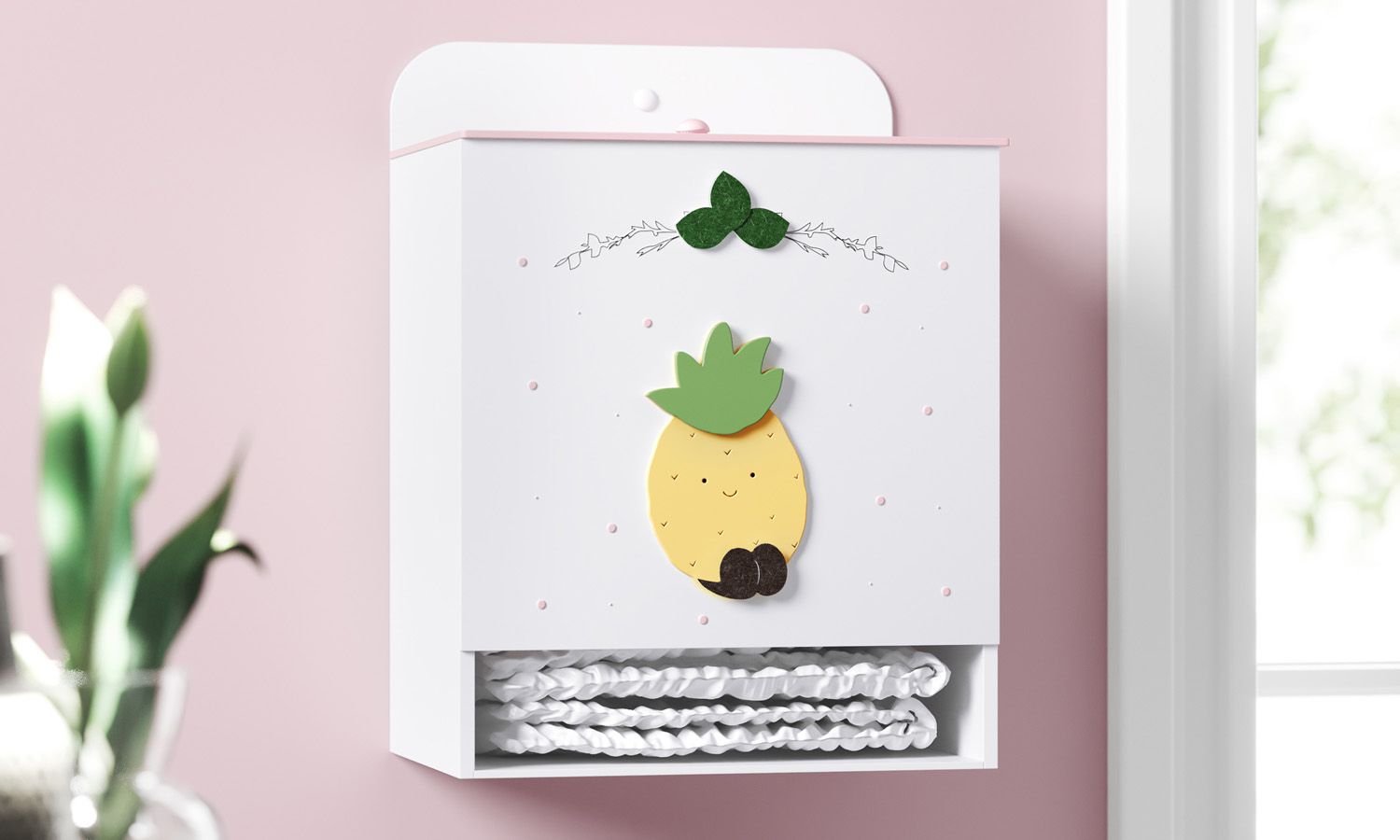 Porta Fraldas MDF Abacaxi Frutinhas