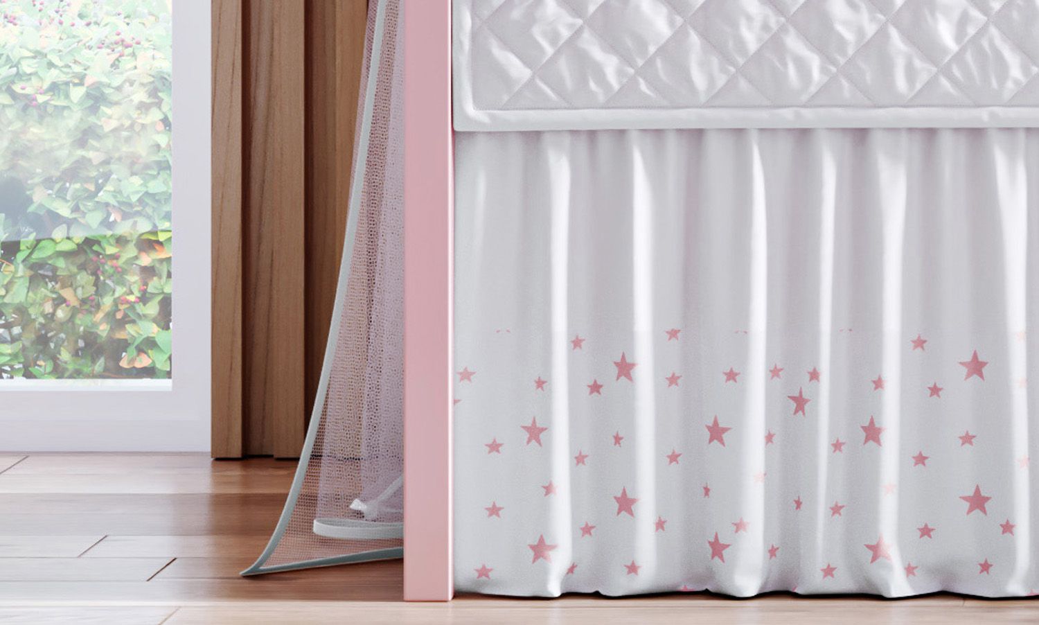 Saia de Berço Barra Estrelinhas Branco e Azul