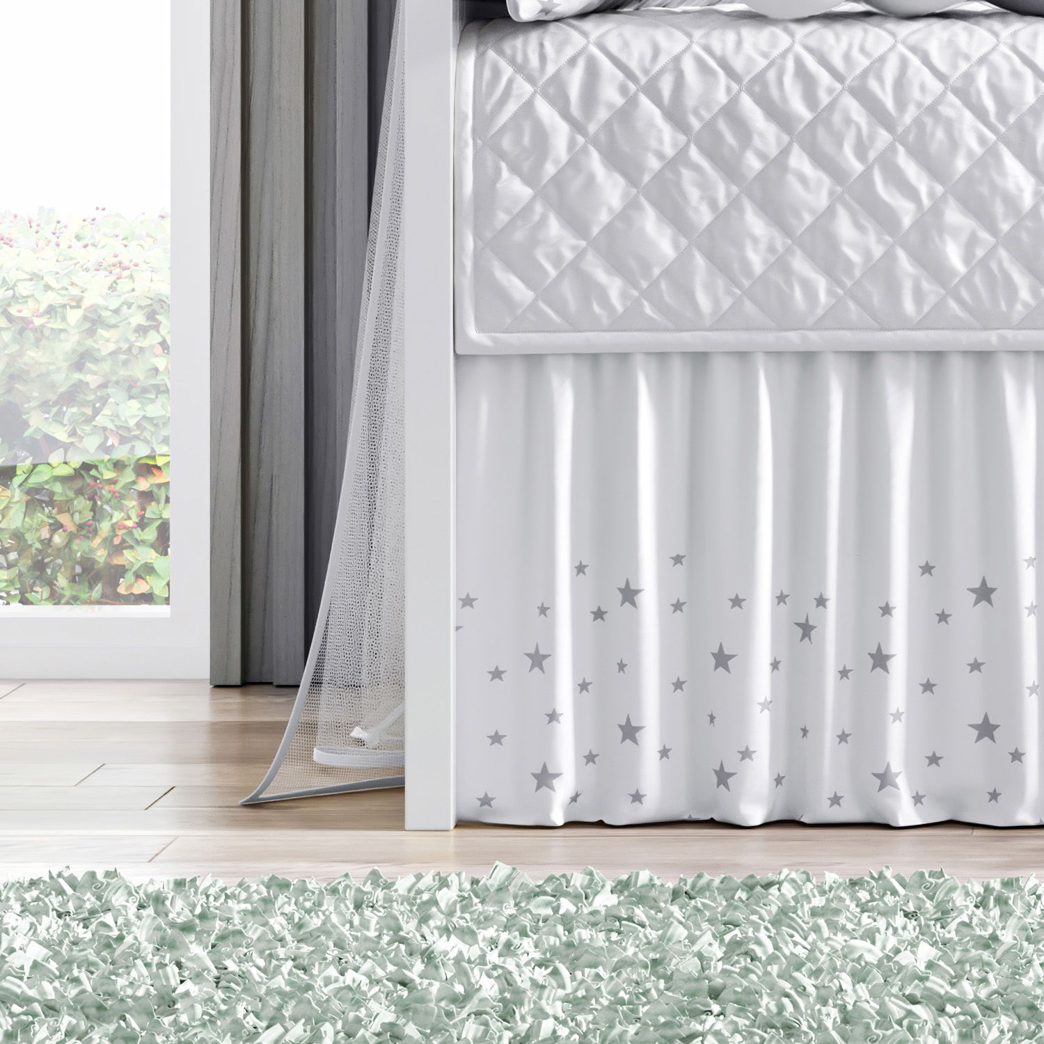 Saia de Berço Barra Estrelinhas Branco e Azul