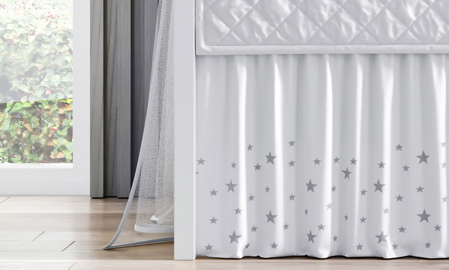 Saia de Berço Barra Estrelinhas Branco e Azul