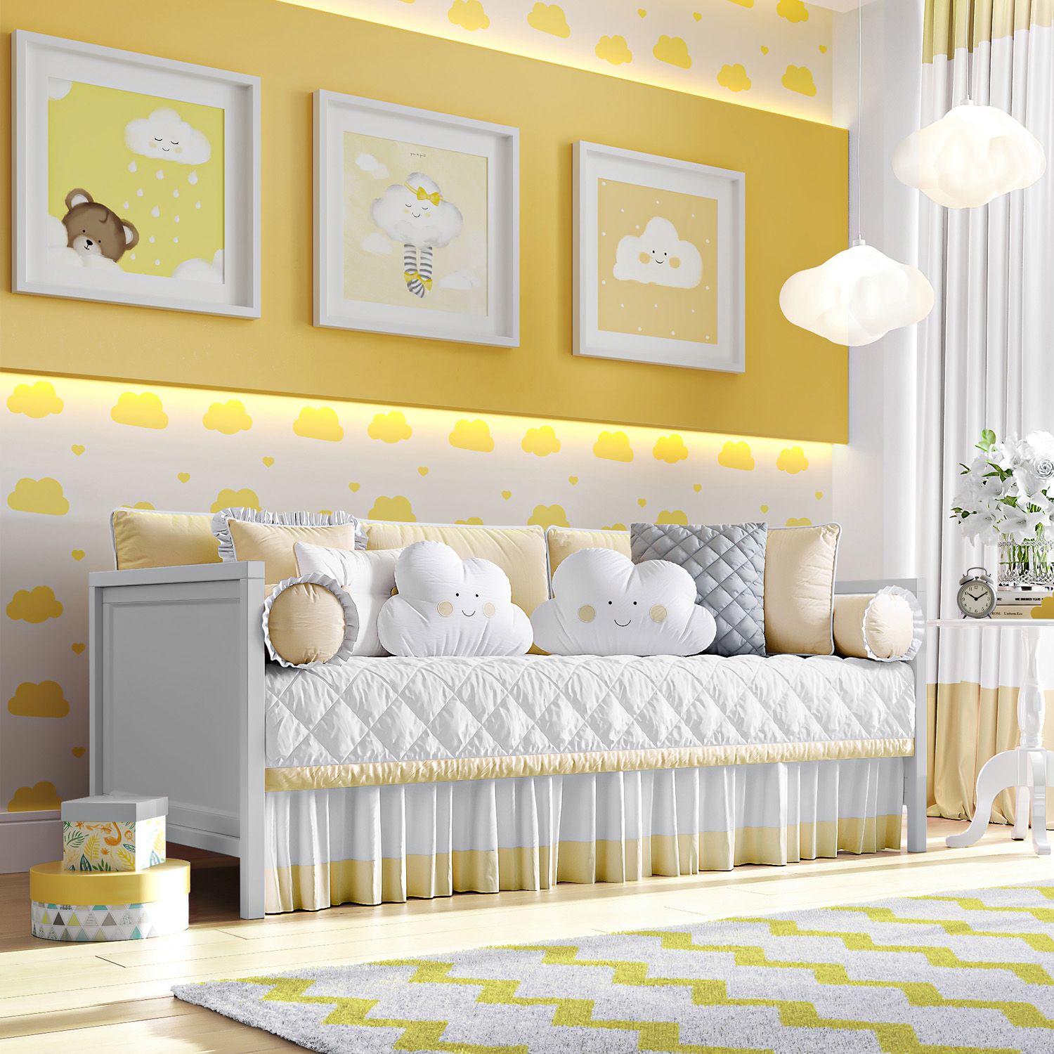 Kit Cama Babá Amiguinhos Nuvem Azul