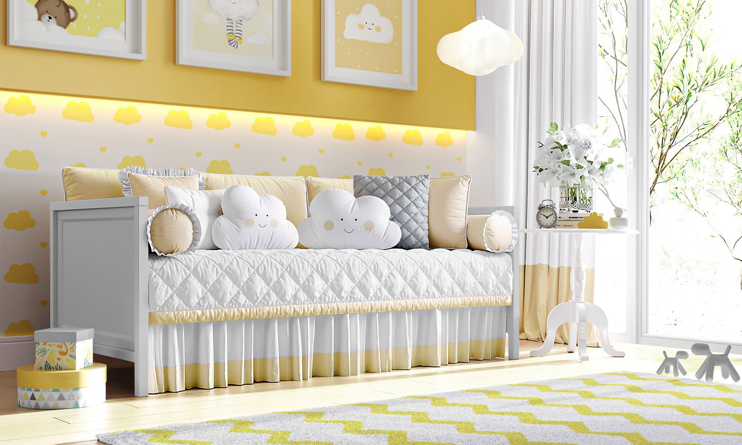 Kit Cama Babá Amiguinhos Nuvem Azul