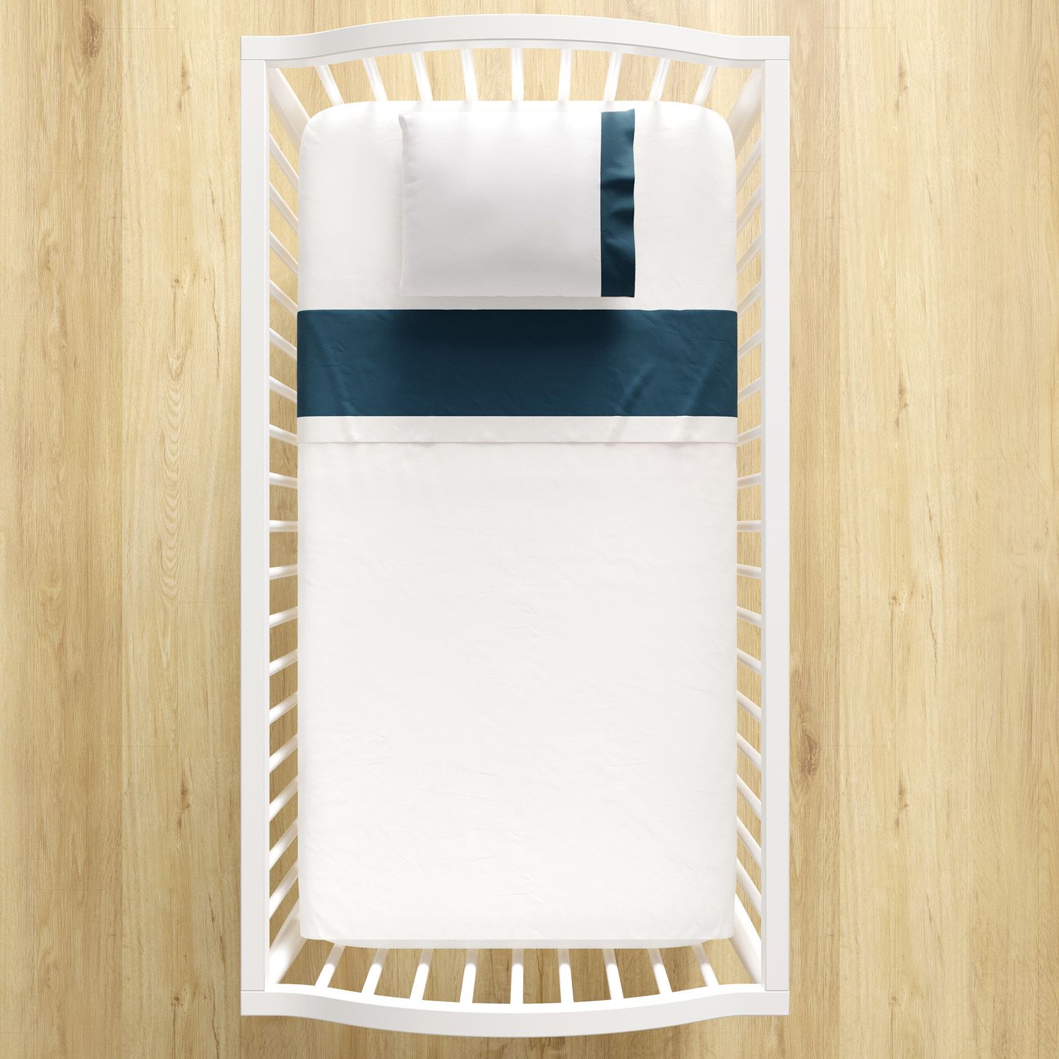 Jogo de Lençol Berço Azul e Branco 3 peças