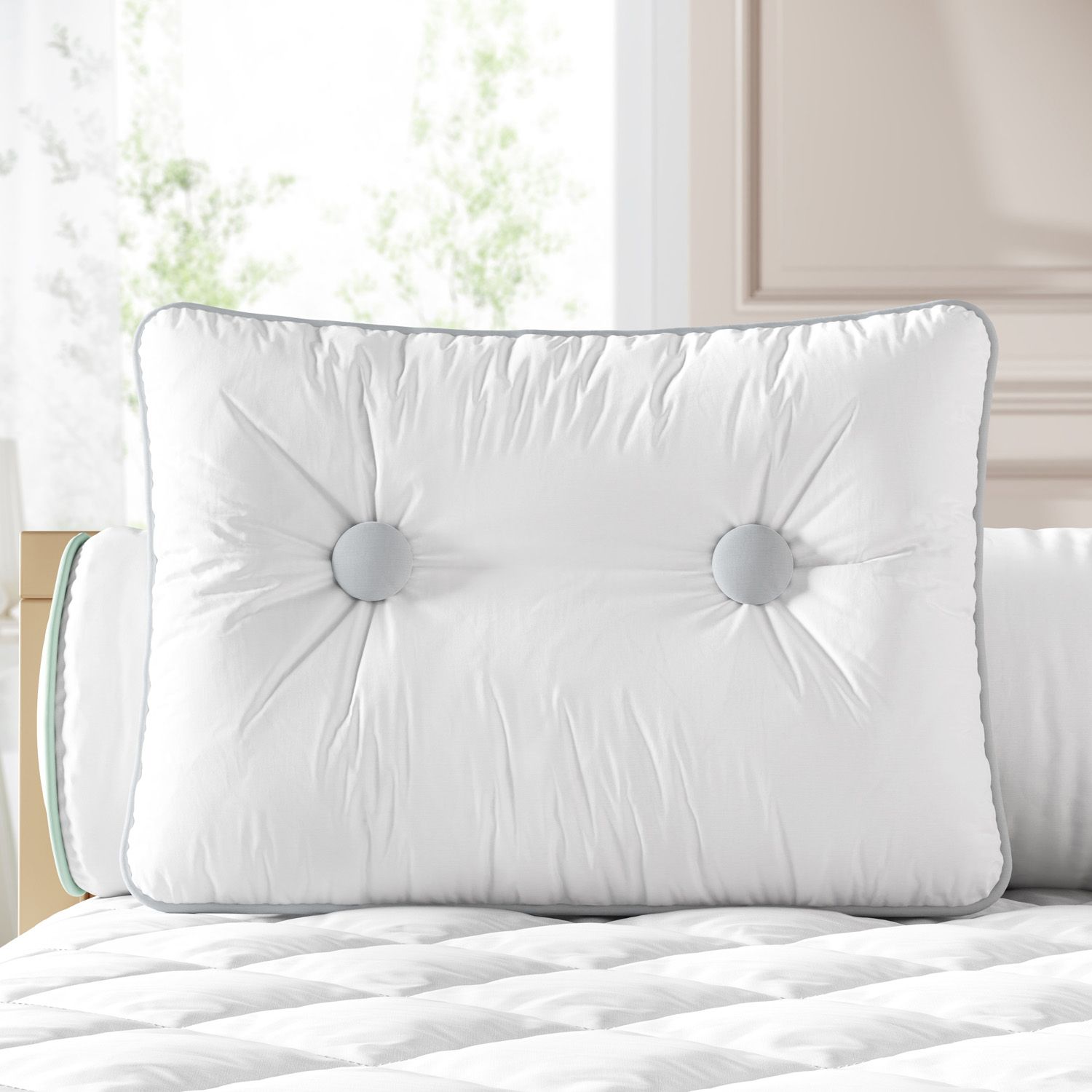 Almofada Retangular Botões Azul 43cm