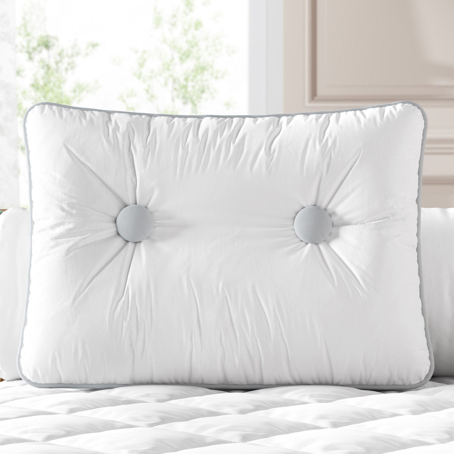 Almofada Retangular Botões Azul 43cm